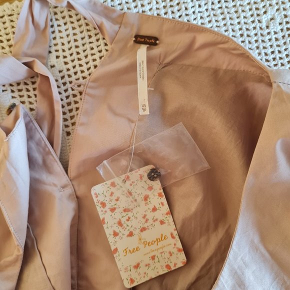 Free People Pink Mauve Bell Sleeve Cotton Blouse So Obviously Yours Flow NWT - Picture 10 of 10